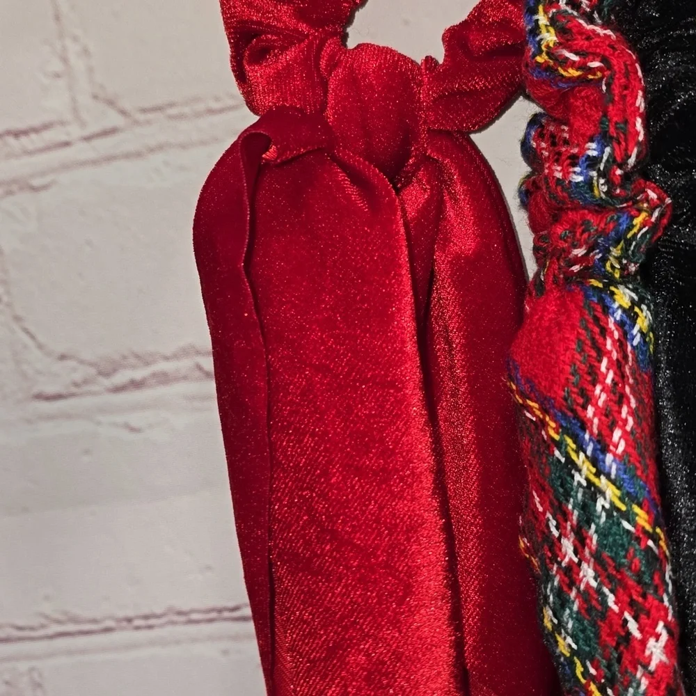 C&C Red, Black and Plaid 3pc Scrunchie Set NWT